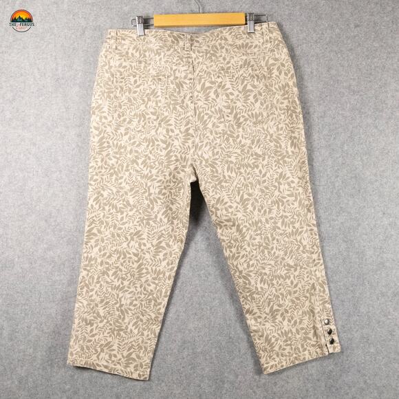 Christopher & Banks Capri Jeans Brown Denim Crop Leaf Print Women's Plus Size 14 - Picture 3 of 13